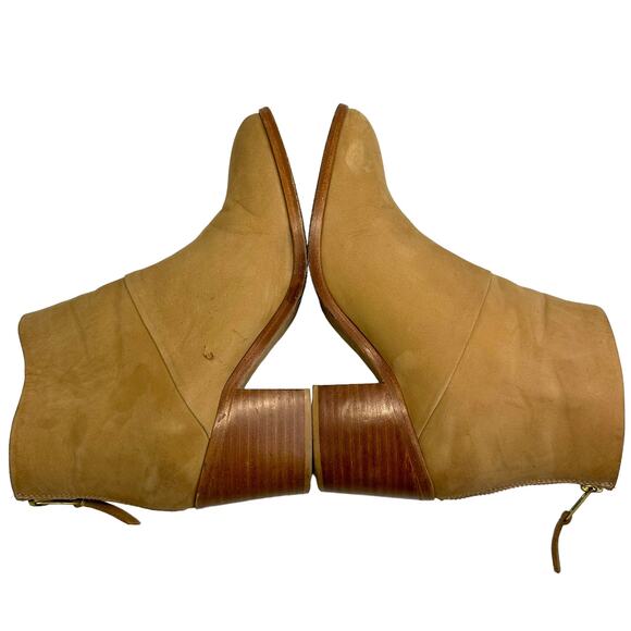 Nisolo Women's Boots US 7.5 Dari Heeled Ankle Booties Tan Leather Suede Back Zip - Picture 8 of 16